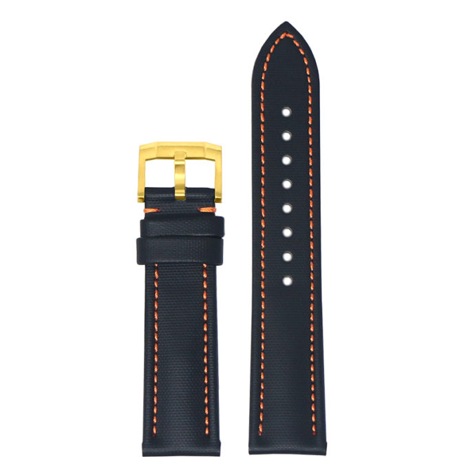 kd4.1.12.yg Up Black & Orange DASSARI Sailcloth Watch Band Strap 19mm 20mm 21mm 22mm
