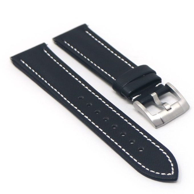 kd4.1.22 Angle Black & White DASSARI Sailcloth Watch Band Strap 19mm 20mm 21mm 22mm