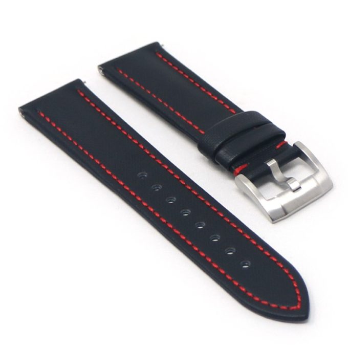 kd4.1.6 Angle Black & Red DASSARI Sailcloth Watch Band Strap 19mm 20mm 21mm 22mm