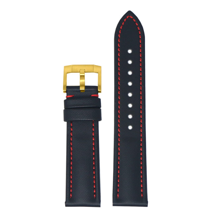 kd4.1.6.yg Up Black & Red DASSARI Sailcloth Watch Band Strap 19mm 20mm 21mm 22mm