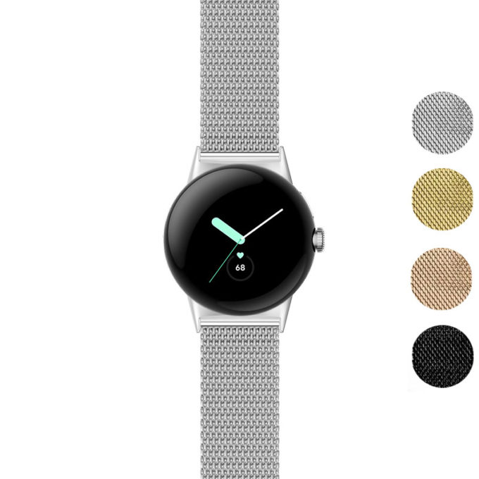 m2 Silver Stainless Steel Milanese Mesh Strap For Google Pixel Watch