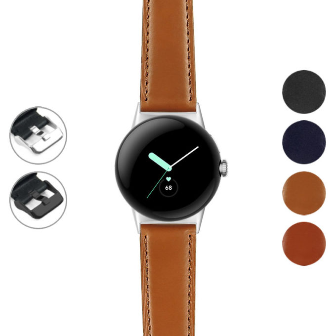 sw.l2 Tan Dassari Smooth Italian Leather Strap for Google Pixel Watch