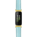 fb.in3.st19 Main Light Blue StrapsCo Womens Smooth Leather Gold Adapter Watch Band Strap 14mm