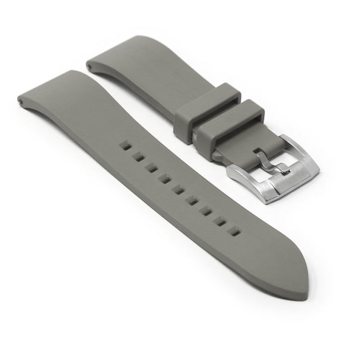 fk2.7.bs Angle Gray DASSARI Smooth FKM Rubber Quick Release Watch Strap with Brushed Silver Buckle