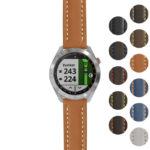 g.aS40.st23 Gallery Tan & White StrapsCo Heavy Duty Mens Leather Watch Band Strap 20mm