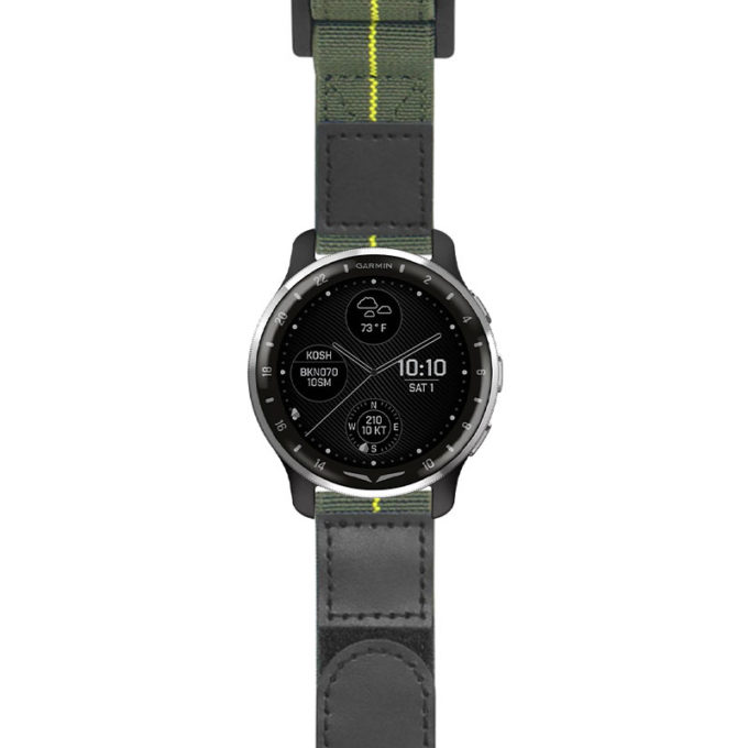 g.dax10.nt13 Main Green & Yellow StrapsCo Hook and Loop Explorer Watch Band Strap Nylon Velcro NATO 20mm