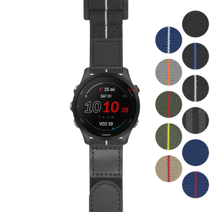 g.f255.nt13 Gallery Black & White StrapsCo Hook and Loop Explorer Watch Band Strap Nylon Velcro NATO 20mm