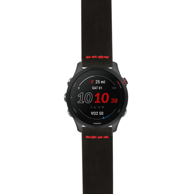 g.f255.st29 Main Black & Red StrapsCo Heavy Duty Suede Watch Strap 20mm