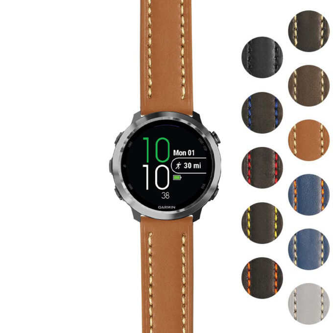 g.f645.st23 Gallery Tan & White StrapsCo Heavy Duty Mens Leather Watch Band Strap 20mm