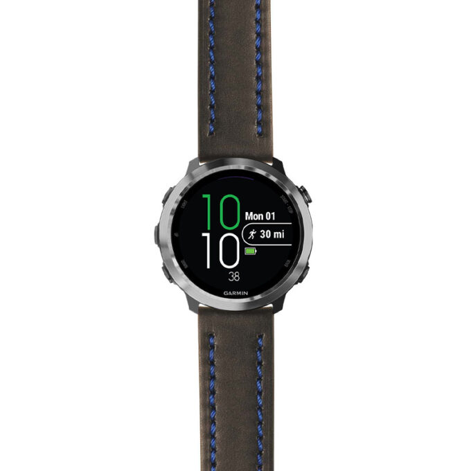 g.f645.st23 Main Black & Blue StrapsCo Heavy Duty Mens Leather Watch Band Strap 20mm