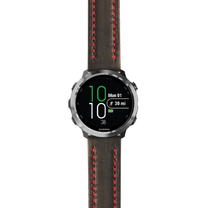 g.f645.st23 Main Black & Red StrapsCo Heavy Duty Mens Leather Watch Band Strap 20mm