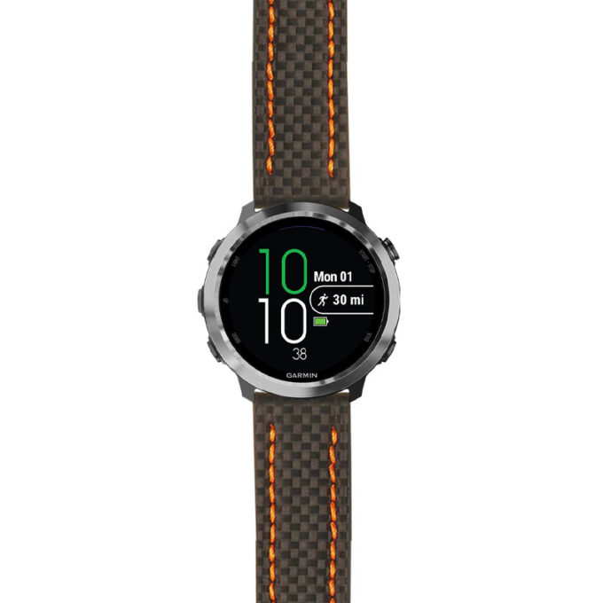 g.f645.st25 Main Black & Orange StrapsCo Heavy Duty Carbon Fiber Watch Strap 20mm