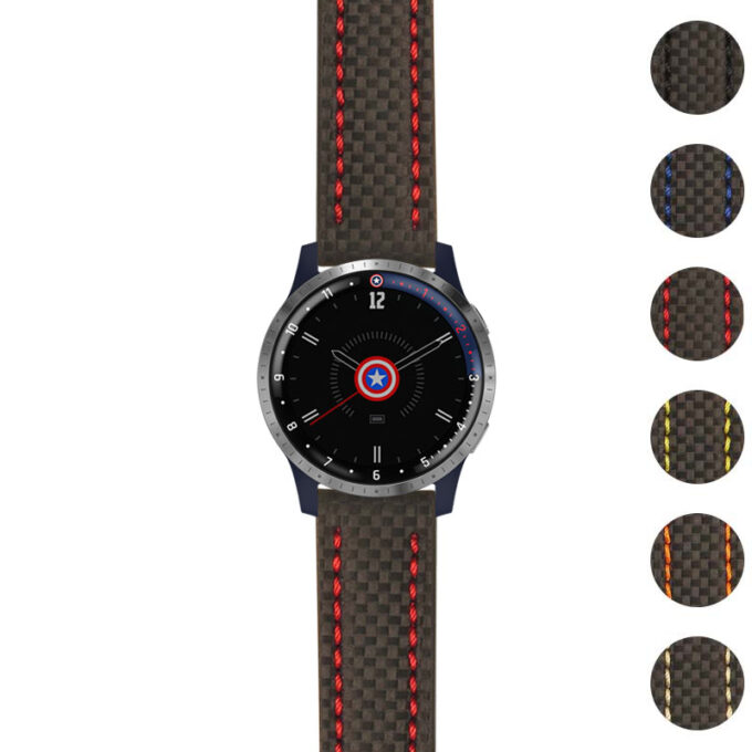 g.lh.fa.st25 Gallery Black & Red StrapsCo Heavy Duty Carbon Fiber Watch Strap 22mm
