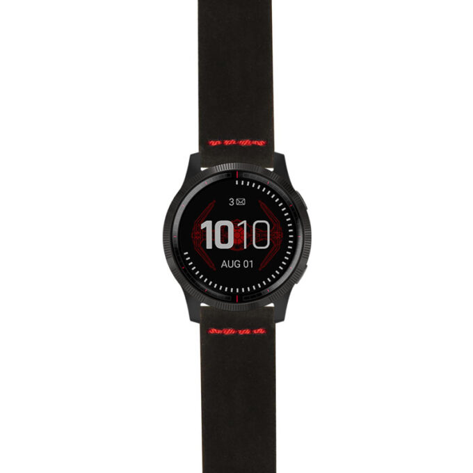 g.ls.dv.st29 Main Black & Red StrapsCo Heavy Duty Suede Watch Strap 22mm