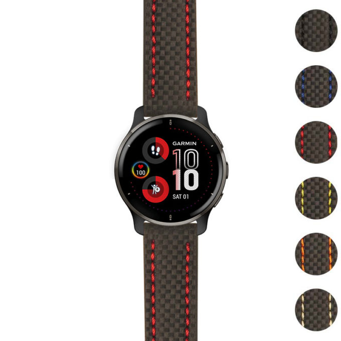 g.v2p.st25 Gallery Black & Red StrapsCo Heavy Duty Carbon Fiber Watch Strap 20mm