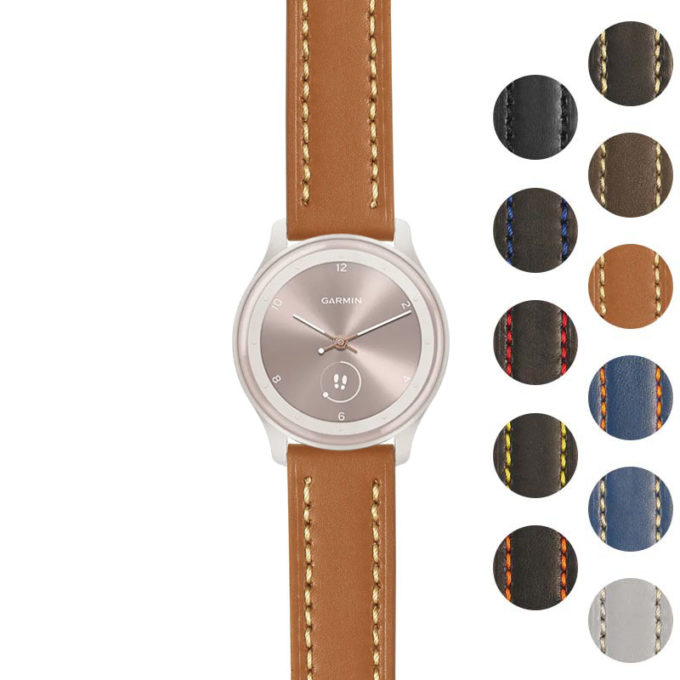 g.vspt.st23 Gallery Tan & White StrapsCo Heavy Duty Mens Leather Watch Band Strap 20mm