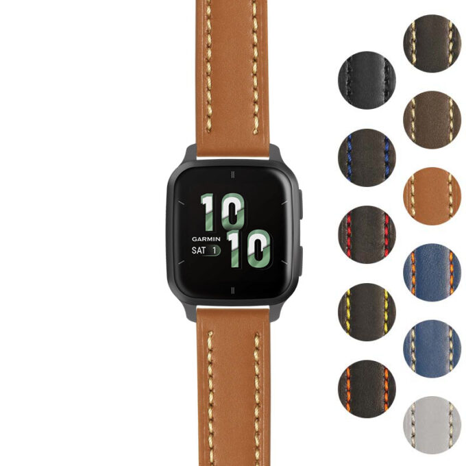 g.vsq2.st23 Gallery Tan & White StrapsCo Heavy Duty Mens Leather Watch Band Strap 20mm