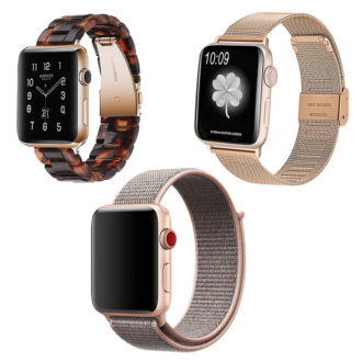 gb14.2.13 Brown & Pink Women's Strap Gift Bundle for Apple Watch