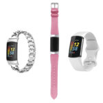 gb16.13.22 Pink & White Women's Strap Bundle for Fitbit Charge 5 & Charge 6