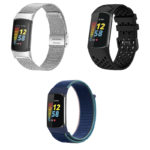 gb17.1.5a Black & Blue Men's Strap Bundle for Fitbit Charge 5 & Charge 6