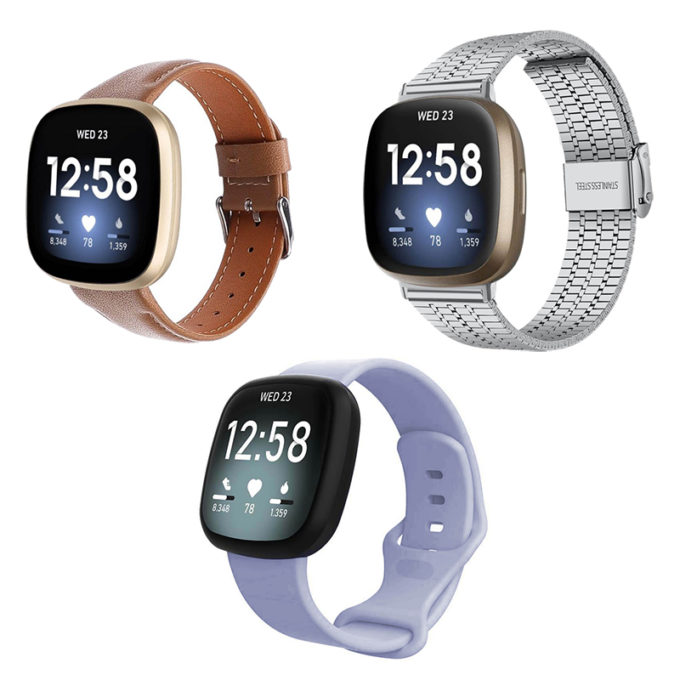 gb18.3.5a Tan & Blue Gift Bundle For Fitbit Sense Versa 3 Versa 4 Sense 2