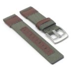 ks.ny2.11.2 Angle Green & Brown StrapsCo Rugged Canvas Watch Band Strap 19mm 20mm 21mm 22mm
