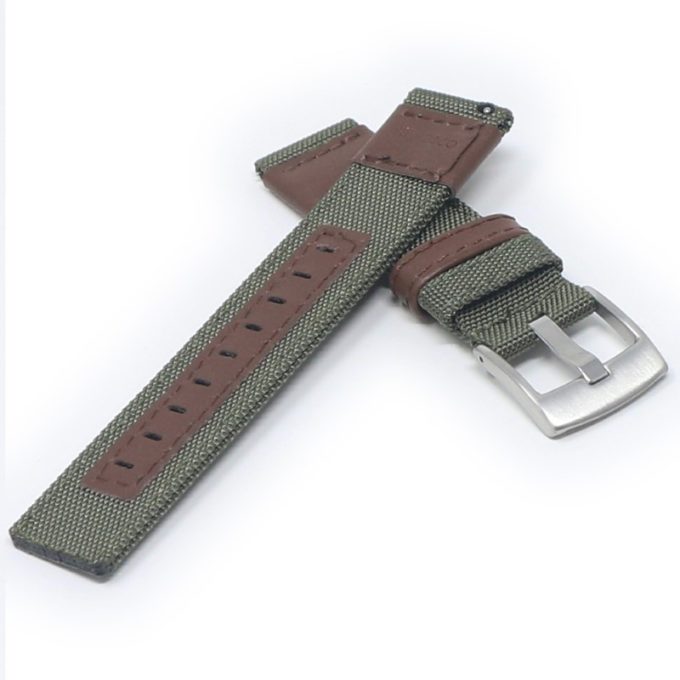 ks.ny2.11.2 Cross Green & Brown StrapsCo Rugged Canvas Watch Band Strap 19mm 20mm 21mm 22mm