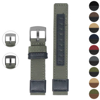 ks.ny2.11.2 Gallery Green & Brown StrapsCo Rugged Canvas Watch Band Strap 19mm 20mm 21mm 22mm