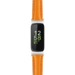 st19 Orange Main StrapsCo Everyday Leather Watch Band Strap For Fitbit Inspire 3