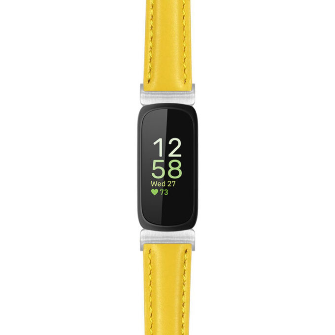 st19 Yellow Main StrapsCo Everyday Leather Watch Band Strap For Fitbit Inspire 3