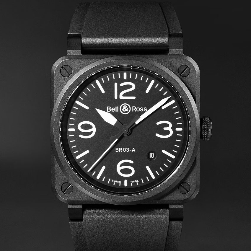 top square watches bell & ross br 03 automatic black matte