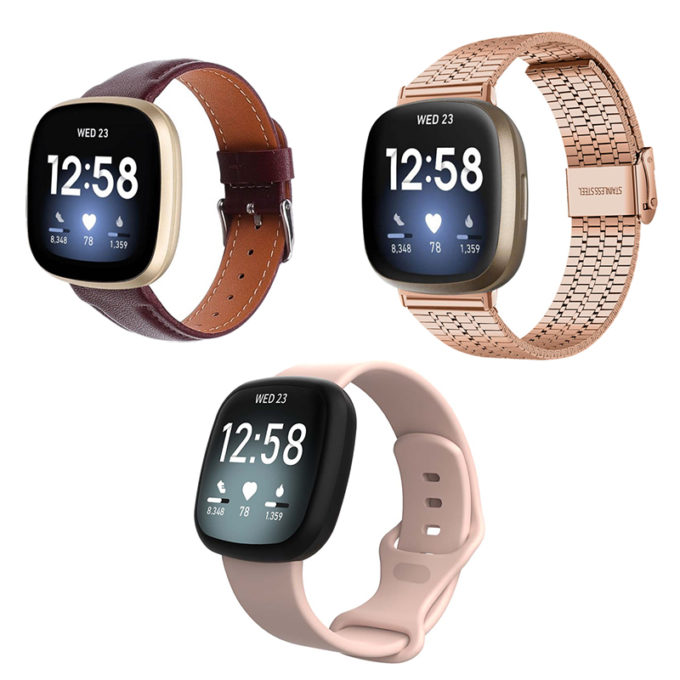 v3.gb18.2.13a Cassis & Pink Gift Bundle For Fitbit Sense Versa 3 Versa 4 Sense 2