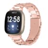 fb.m162.rg Rose Gold StrapsCo Oyster Bracelet Watch Band Strap for Fitbit Versa 3 Fitbit Sense 2