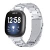 fb.m162.ss Silver StrapsCo Oyster Bracelet Watch Band Strap for Fitbit Versa 3 Fitbit Sense 2