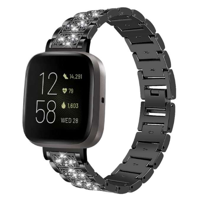 fb.m163.mb Black StrapsCo Evening Bracelet Watch Band Strap for Fitbit Versa 4 and Sense 2