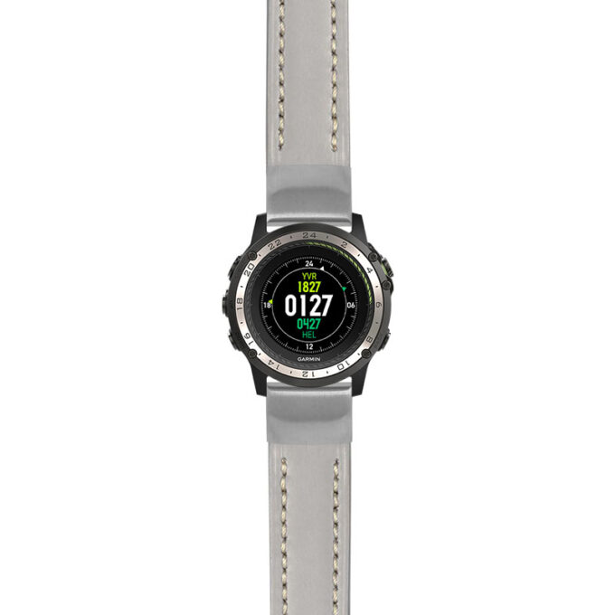 g.d2ch.st23 Main Grey & White StrapsCo Heavy Duty Mens Leather Watch Band Strap 20mm
