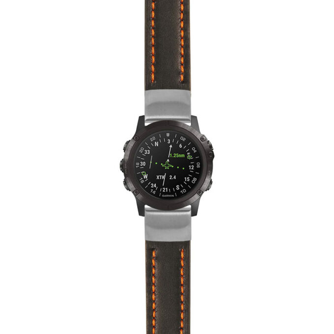 g.d2dpx.st23 Main Black & Orange StrapsCo Heavy Duty Mens Leather Watch Band Strap 20mm