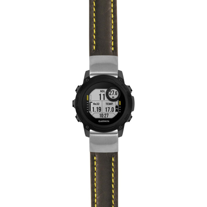 g.dg1.st23 Main Black & Yellow StrapsCo Heavy Duty Mens Leather Watch Band Strap 20mm