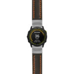 g.ed.st23 Main Black & Orange StrapsCo Heavy Duty Mens Leather Watch Band Strap 20mm