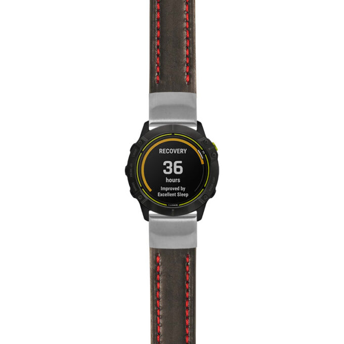 g.ed.st23 Main Black & Red StrapsCo Heavy Duty Mens Leather Watch Band Strap 20mm