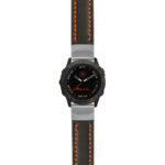 g.f6.st23 Main Black & Orange StrapsCo Heavy Duty Mens Leather Watch Band Strap 20mm