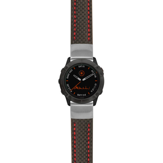 g.f6.st25 Main Black & Red StrapsCo Heavy Duty Carbon Fiber Watch Strap 20mm