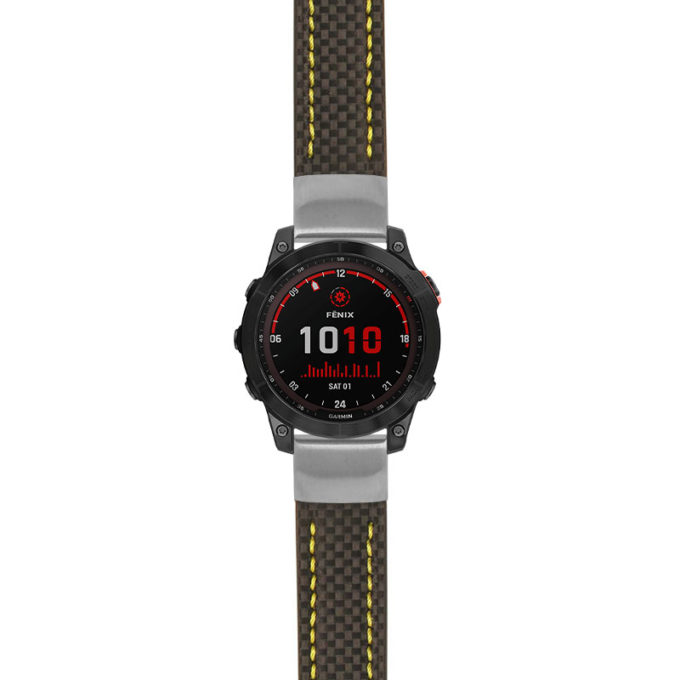 g.f7.st25 Main Black & Yellow StrapsCo Heavy Duty Carbon Fiber Watch Strap 20mm
