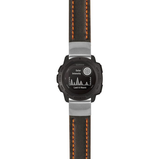 g.i.st23 Main Black & Orange StrapsCo Heavy Duty Mens Leather Watch Band Strap 20mm