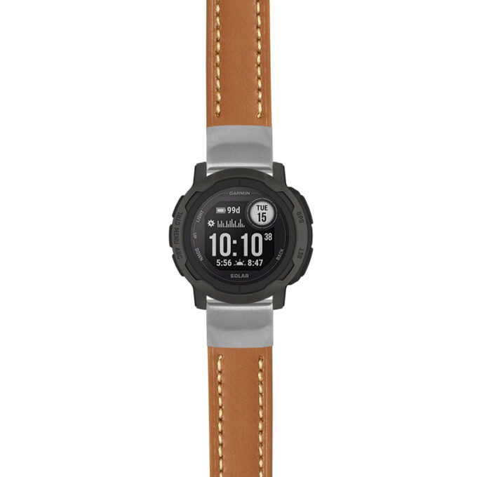 g.i2.st23 Main Tan & White StrapsCo Heavy Duty Mens Leather Watch Band Strap 20mm