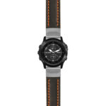 g.tbv.st23 Main Black & Orange StrapsCo Heavy Duty Mens Leather Watch Band Strap 22mm