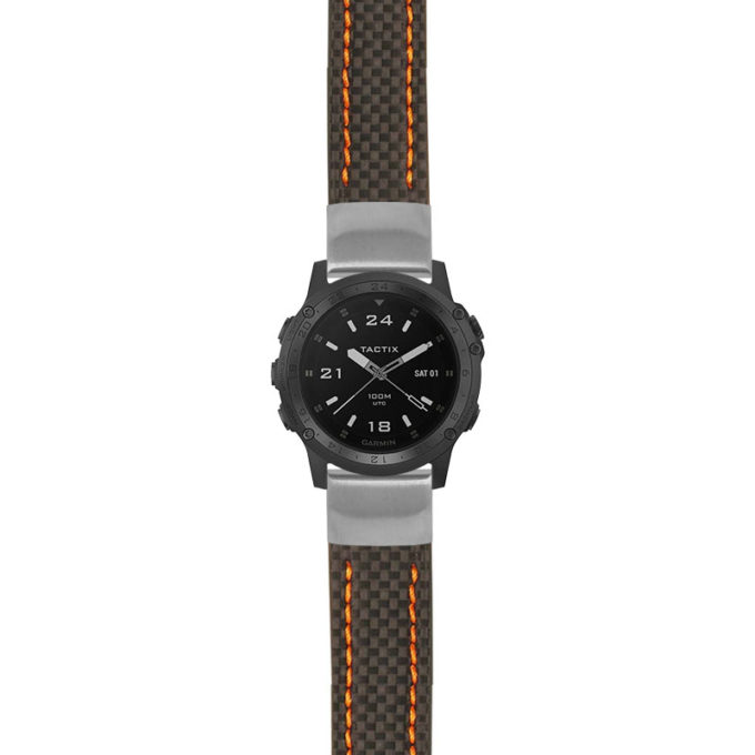 g.tch.st25 Main Black & Orange StrapsCo Heavy Duty Carbon Fiber Watch Strap 22mm