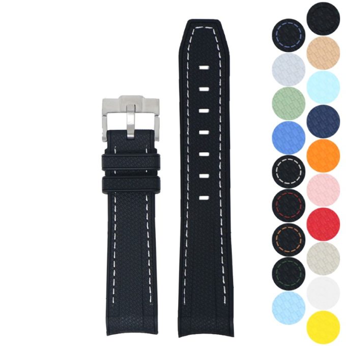 ms1 Gallery Black & White StrapsCo Fitted Stitched Rubber Strap For Omega X Swatch Moonswatch