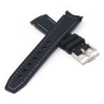 ms1.1.22 Cross Black & White StrapsCo Fitted Stitched Rubber Strap For Omega X Swatch Moonswatch