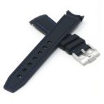 ms1.1.5 Cross Black & Blue StrapsCo Fitted Stitched Rubber Strap For Omega X Swatch Moonswatch